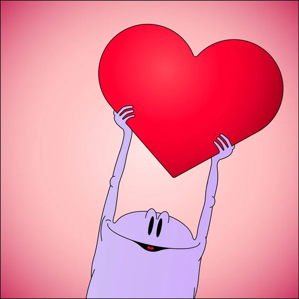 Walentynki kartka z postacią trzymającą serce — Wektor stockowy