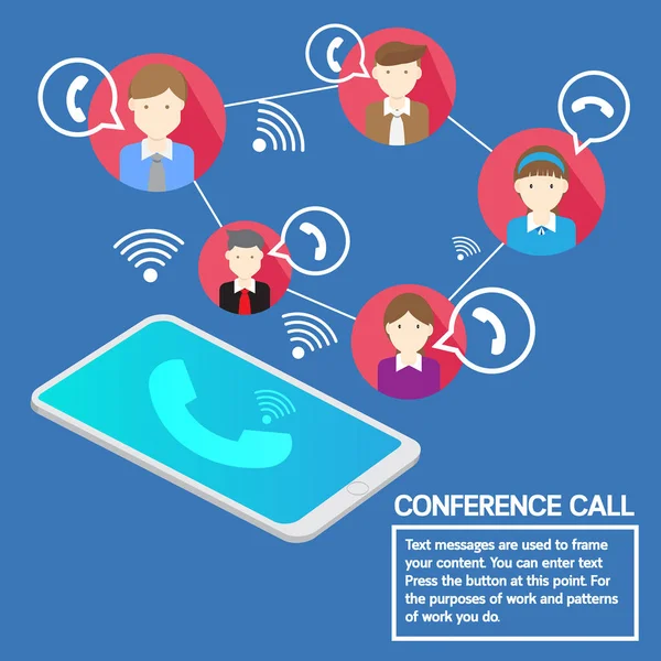Business Team Konzept Smartphone Telefonkonferenz — Stockvektor