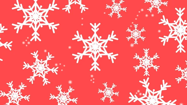 雪花在新的一年中的红色背景 — 图库矢量图片