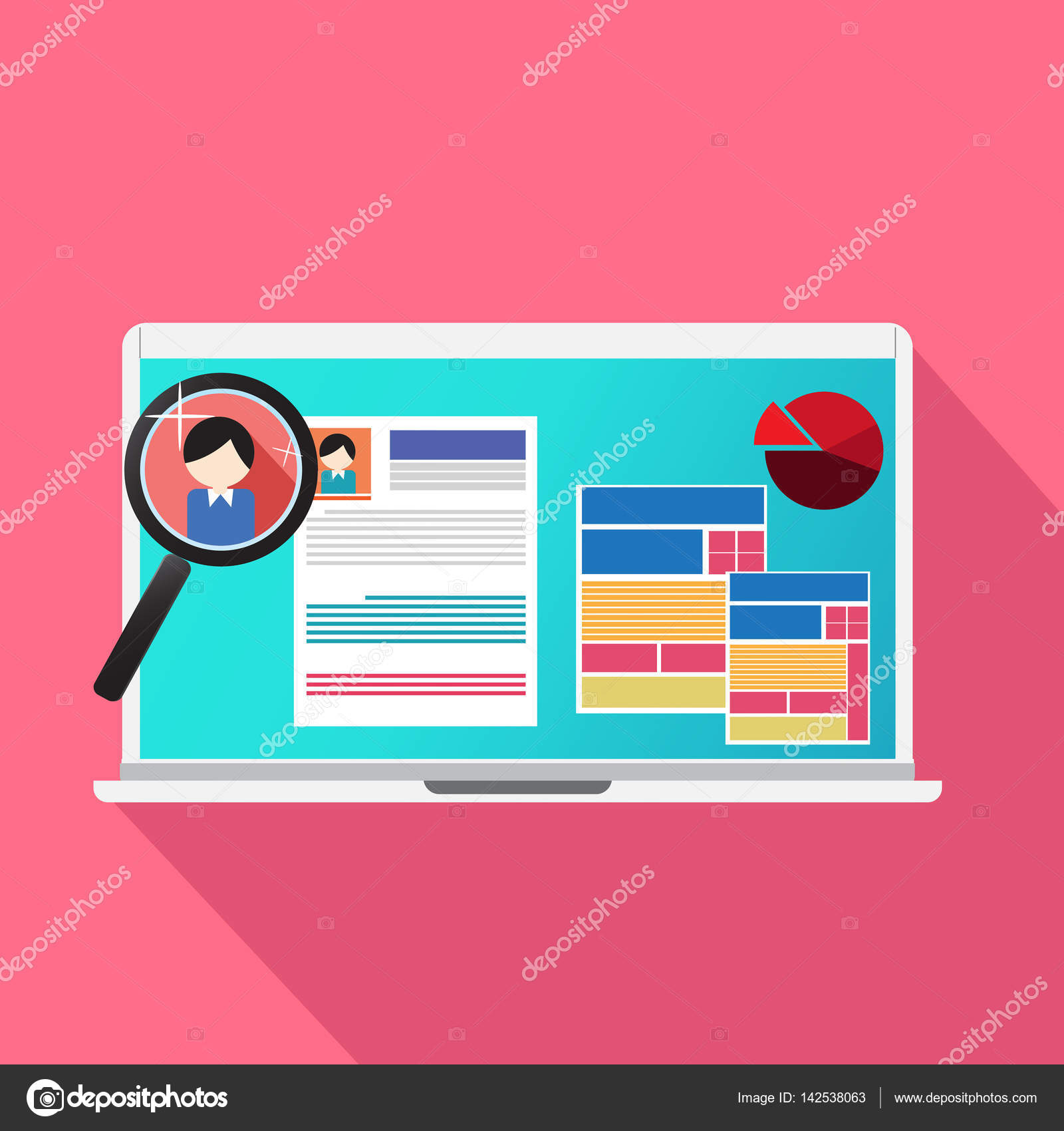 Job search and website finder to search resume online Stock Vector