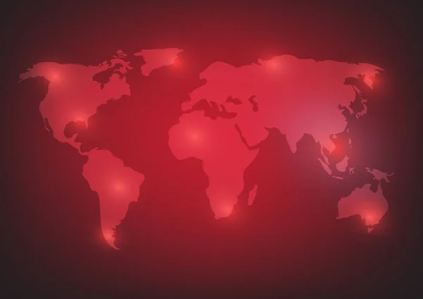 Weltkarte Hintergrund Illustration auf rot — Stockvektor