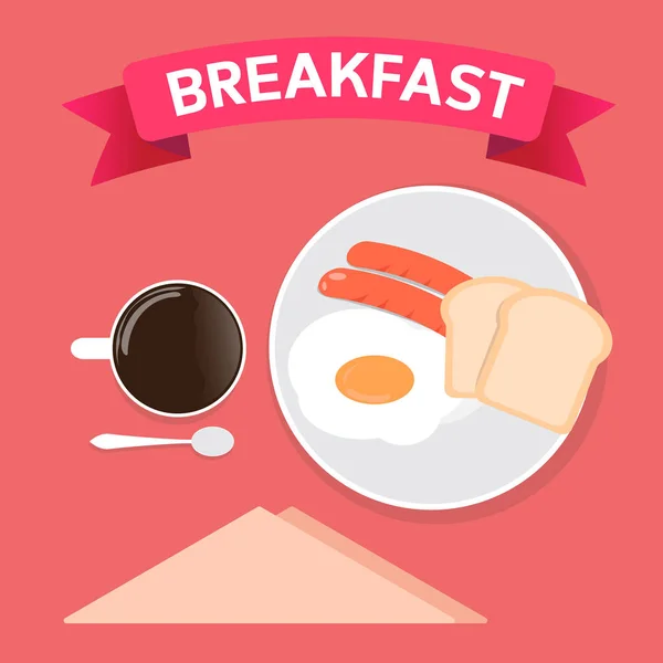 L'heure du petit déjeuner et tasse de café est bonheur — Image vectorielle