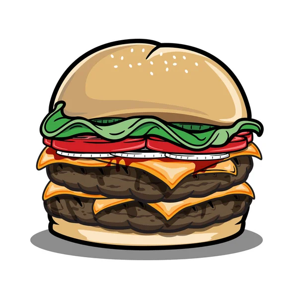 Εικονογράφος του burger μεγάλου μεγέθους — Διανυσματικό Αρχείο