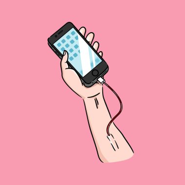 telefonu bağımlısı çizimi