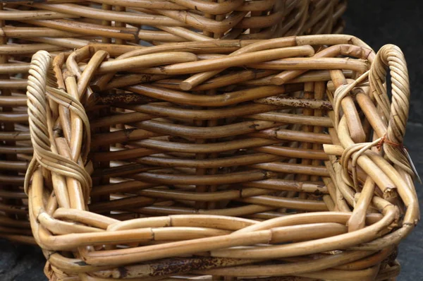 Wood Trash basket at rural home — Stock Photo, Image