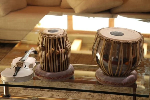 Musicina com tambor — Fotografia de Stock