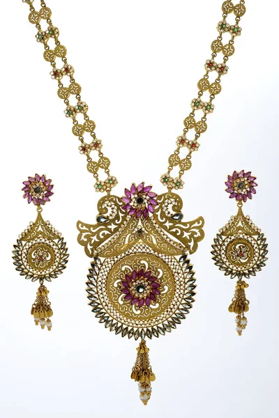 Χρυσά Κοσμήματα Μακροεντολή Πυροβολισμό Χαϊντεραμπάντ Ινδία — Φωτογραφία Αρχείου