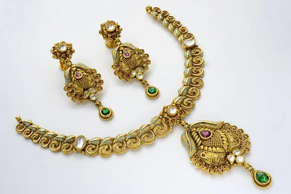 Goldschmuck Makroaufnahme Hyderabad Indien — Stockfoto