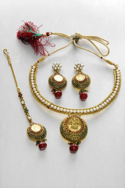 Χρυσά Κοσμήματα Μακροεντολή Πυροβολισμό Χαϊντεραμπάντ Ινδία — Φωτογραφία Αρχείου