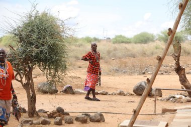 Masai Kabileleri Kenya Afrika 'da 27 Aralık 2019