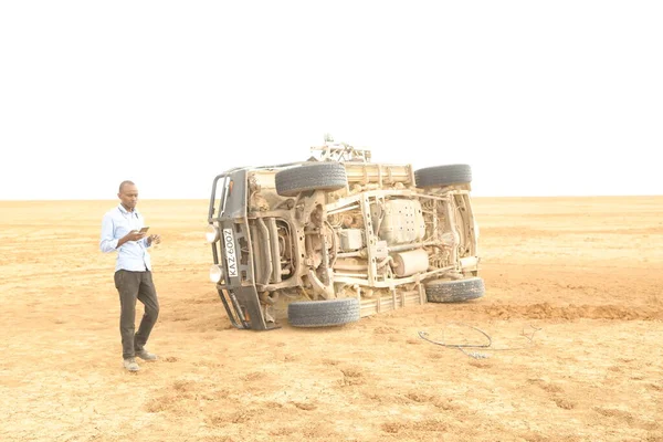 Vehículo Accidental Desierto Marzo 2020 Masai Mara Kenia África —  Fotos de Stock