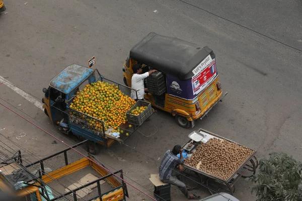 Street Fruit Sellers Hyderabad India Марта 2020 — стоковое фото