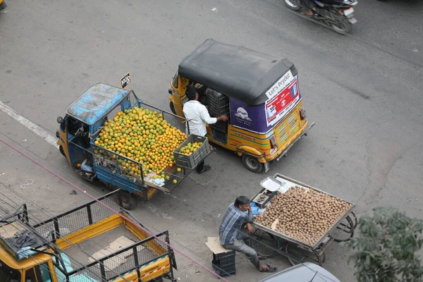 Street Fruit Sellers Hyderabad India 10Th March 2020 — Stock Photo, Image