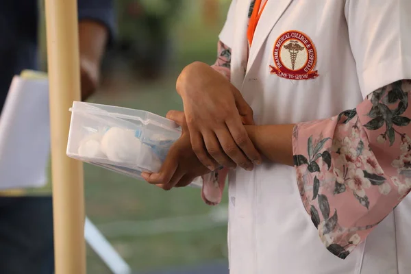 Campamento Donación Sangre Área Rural India — Foto de Stock