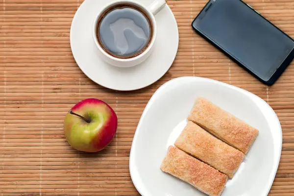 Lekkie śniadanie, Kawa i ciasta — Zdjęcie stockowe