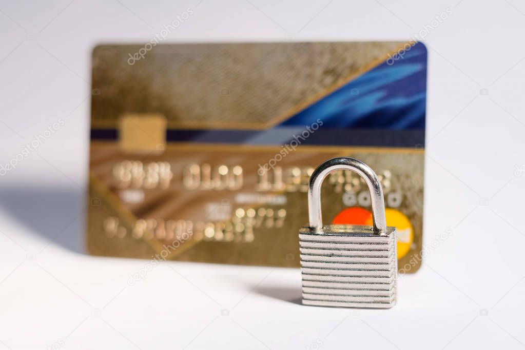 Bank card with padlock
