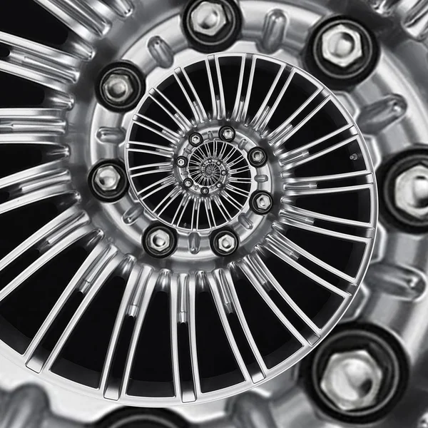 Sport car automobile wheel abstract fractal brake disk tire close up ...