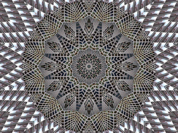 Gray white kaleidoscope pattern abstract background. Circle pattern. Abstract fractal kaleidoscope background. Abstract fractal pattern geometrical symmetrical ornament. Kaleidoscope gray pattern — Stock Photo, Image