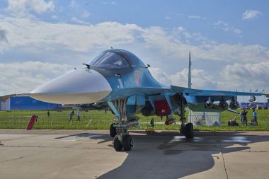 Zhukovsky, Rusya, 21 Temmuz 2017: Havacılık ve uzay uçak sergi Maks 2017. Efsanevi Rus jet avcı uçağı Mig-29. Dünya ünlü Rus askeri uçak jet. Rus askeri Hava Kuvvetleri