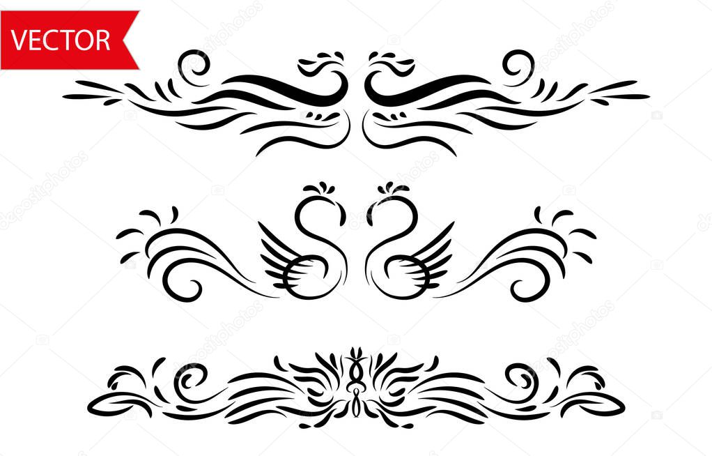 Abstract floral and animal vector decorative ornament collection..