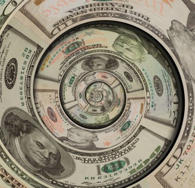 Para bizi dolar yüz elli on dolar banknotlar yapılan burgu sarmal. Bize dolar soyut bize dolar para sarmal gerçeküstü etkisi özel sıra dışı para sarmal arka plan arka plan