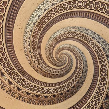 Bronz bakır geometrik soyut süsleme sarmal fraktal desen arka plan. Metal spiral desen etkisi arka plan. Kavramı soyut sarmal simetrik desen. Soyut etkisi arka plan iplik
