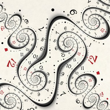 Soyut Modern beyaz gerçeküstü spiral saat fraktal Twisted izlemek olağandışı soyut doku arka plan. Yüksek çözünürlüklü saat deseni moda saat Zaman spiral etkisi fraktal tekrarlayan saat spiral. Orijinal benzersiz gerçeküstü spiral saat arka plan