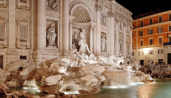 World Famous Biggest Italy Rome Antique Baroque Fountain Trevi Antique — Stock Photo, Image