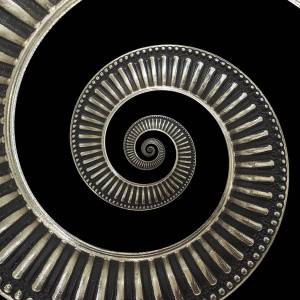 Aislado Negro Gris Metal Abstracto Espiral Patrón Fondo Fractal Patrón — Foto de Stock