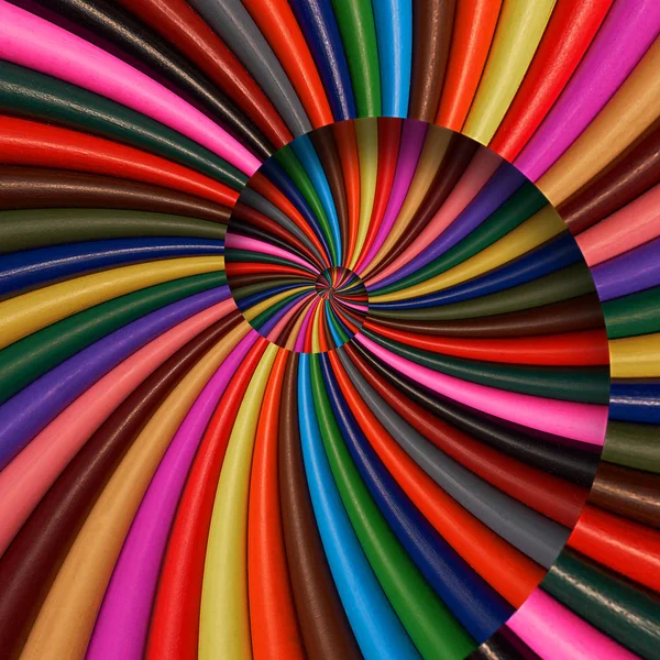 Arco Íris Colorido Afiar Lápis Fundo Espiral Fractal Padrão Distorcido — Fotografia de Stock