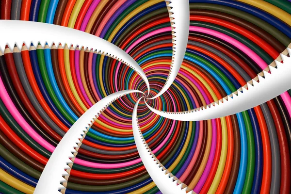 Arco Íris Colorido Afiar Lápis Espiral Fundo Padrão Fractal Lápis — Fotografia de Stock