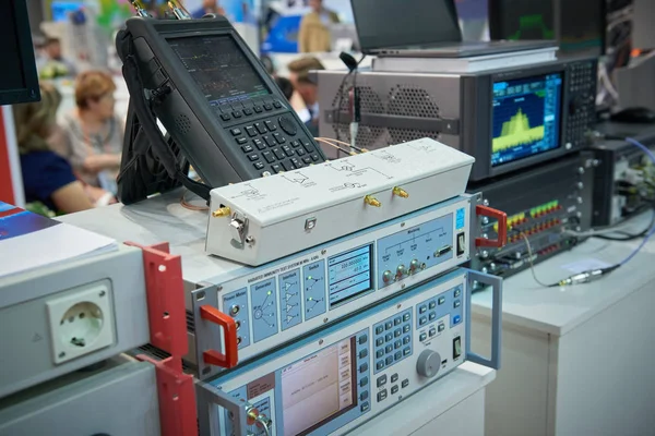 Different blocks of electronic equipment with monitors for computer circuit boards and networks monitoring, control, diagnostic and testing. Laboratory equipment for testing