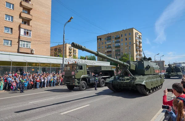 Moskwa Maja 2018 Wielkie Zwycięstwo Święto Parada Pojazdów Wojskowych Rosyjskich — Zdjęcie stockowe