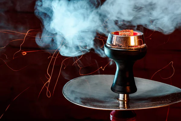 Shisha hookah with red hot coals