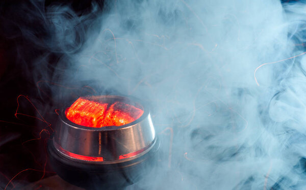 Shisha hookah with red hot coals