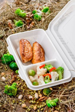 Kızarmış et rulolar ve taze sebze