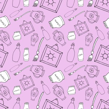 Mutfak eşyalarıyla kusursuz desen