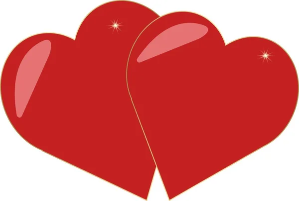 Vykort Två Hjärtan Tillsammans Valentine — Stock vektor