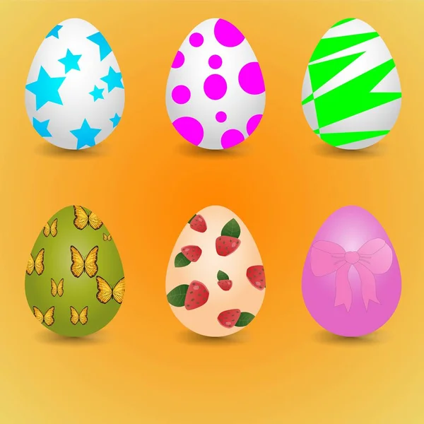 Huevos Pascua Diferentes Colores — Vector de stock