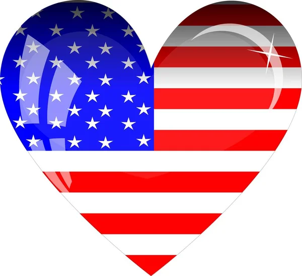 Glass Heart American Flag — ストックベクタ