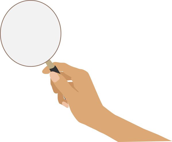 a woman's hand holds a magnifying glass