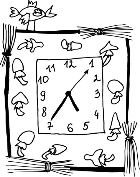 Reloj Dibujos Animados Con Diferentes Elementos Para Decoración — Vector de stock