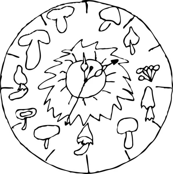 装飾用の異なるアイテムを持つ漫画の時計 — ストックベクタ