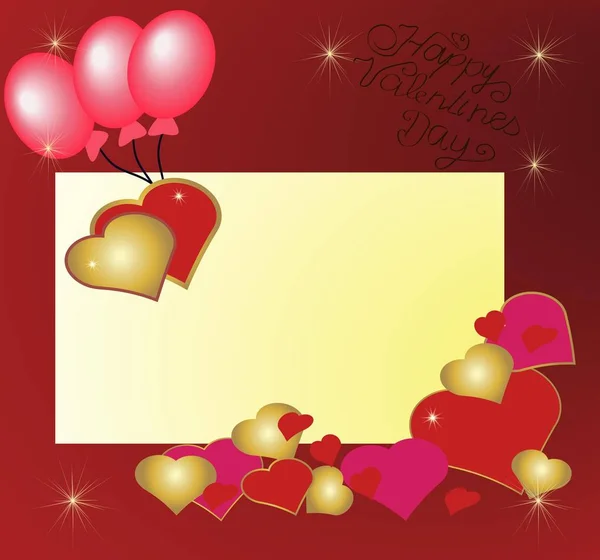Cartão Dia Dos Namorados Com Corações Balões —  Vetores de Stock