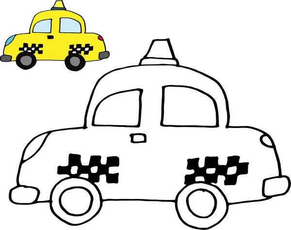 Автомобіль Таксі Розмальовка Чорно Білий Приклад Необхідності — стокове фото