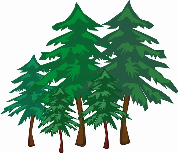 Пейзаж Чотирьох Ялинок Різного Розміру Лісовому Краю — стоковий вектор