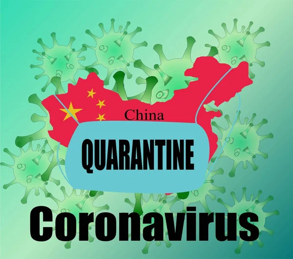 Map China Sign Quarantine Zone — 스톡 벡터