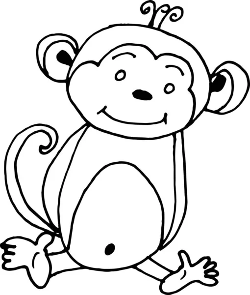 Coloring Outline Cartoon Monkey Vector Illustration Children — Stock Vector