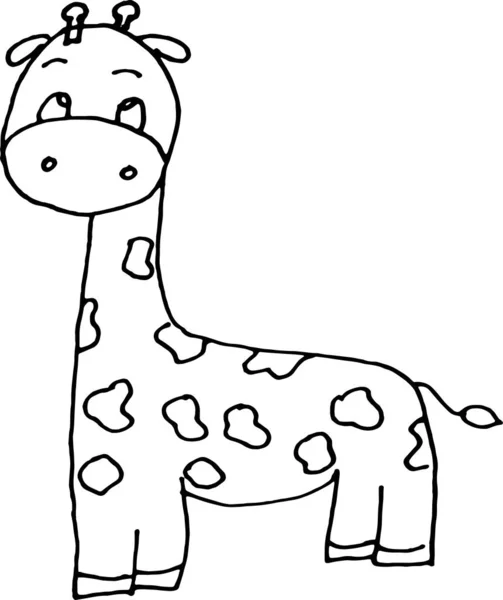 Coloring Page Outline Cartoon Smiling Giraffe Vector Illustration Coloring Book — 스톡 벡터