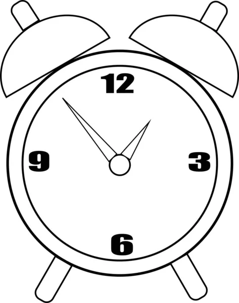 Reloj Despertador Estilo Retro Con Campana Para Colorear Libro Vector — Archivo Imágenes Vectoriales